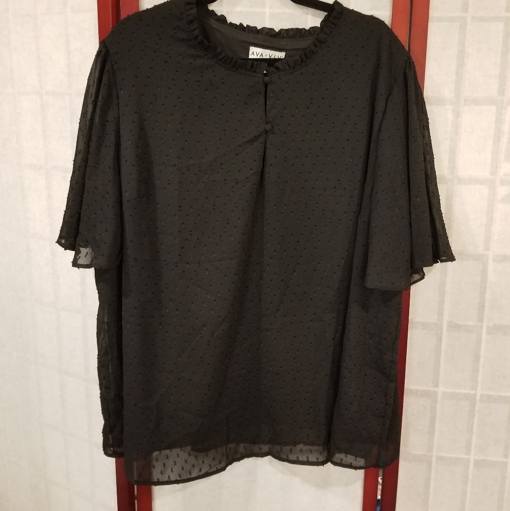NWOT Lovely Flowy Blouse with Ruffle Details and Embellishments Size 3X - Picture 2 of 6